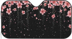 Windshield Sun Shade Black Blooming Cherry Flower Car Front Window Sunshade Cover for Truck SUV Blocks UV Rays Automotive Visor Interior Protector 55 x 30 inch
