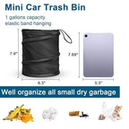 Car Trash Can, 2 Packs Mini Collapsible Pop-up Car Garbage Can | Waterproof Hanging Car Trash Bag with Velcro, Car Trash Bin, Black