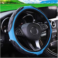 15 Inch Car Leather Steering Wheel Cover, Automotive Accessories Elastic Breathable Anti-Slip Soft Wheel Protector Fits Men and Women, Suitable for SUVs, Trucks, Vehicles and RVs (Blue)
