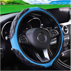 15 Inch Car Leather Steering Wheel Cover, Automotive Accessories Elastic Breathable Anti-Slip Soft Wheel Protector Fits Men and Women, Suitable for SUVs, Trucks, Vehicles and RVs (Blue)