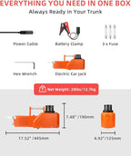 Electric Car Jack 15 Ton, 12V Heavy-Duty Hydraulic Jack with LED Light, Electric Floor Jack for Truck SUV RV Van, Lifting Range 7.9–20.5 Inches
