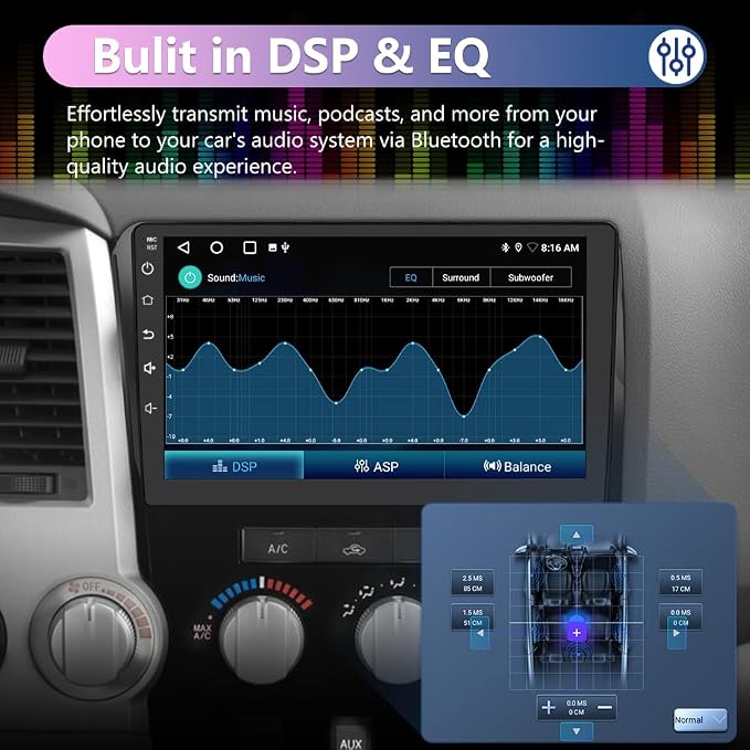 Car Stereo for Toyota Tundra 2007-2013 & Sequoia 2008-2018, Android 13 2GB+64GB 10.1 Inch Touch Screen with CarPlay & Android Auto, Bluetooth, WiFi, FM/AM Radio, Backup Camera