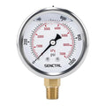 0-1000 Psi Glycerin Liquid Filled Pressure Gauge, 2.5" Dial Size, 1/4" NPT Lower Mount, Stainless Steel Case, for Air Gas Water Oil Hydraulic Pressure Test