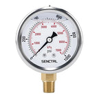 0-1000 Psi Glycerin Liquid Filled Pressure Gauge, 2.5" Dial Size, 1/4" NPT Lower Mount, Stainless Steel Case, for Air Gas Water Oil Hydraulic Pressure Test