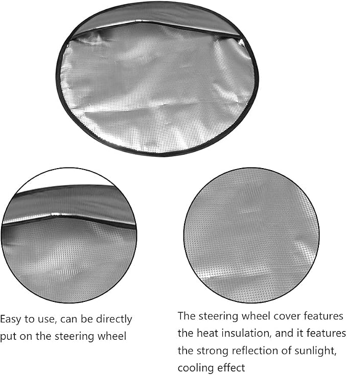 Steering Wheel Sun Shade Cover,Aluminum Foil Steering Wheel Sun Shade Block Anti-Heat Steering Wheel Sun Visor for 17.32" Car Steering Wheel