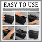 Upgraded Magnetic Car Trash Can with Lid,Mini Hanging Car Trash Bin with Mesh Pocket & 30PCS Garbage Bag,Collapsible Cars Garbage Can as Cars Storage Organizer for Most Auto