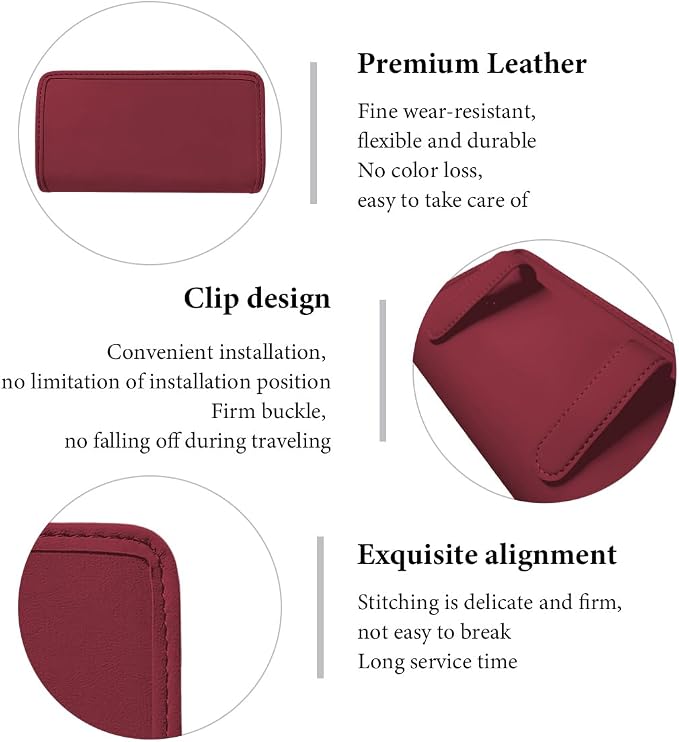 Car Trash Can, Foldable Leather Hanging Trash Bag, Multi-Function Mini Storage Box Garbage Can for Car, Wine Red