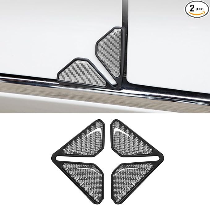 2PCS Car Door Protector Edge Guards for Door Corner, Carbon Fiber Anti-Collision Front Doors Corner Protector Self-Adhesive Sticker, Universal Vehicle Decoration Accessories (Silver)