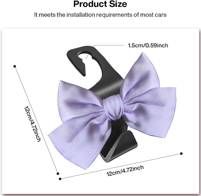 2 Pack Car Seat Headrest Hook, Auto Seat Hook Hangers Storage Organizer Interior Accessories for Handbag Clothes Coats Grocery Bags (Light purple)
