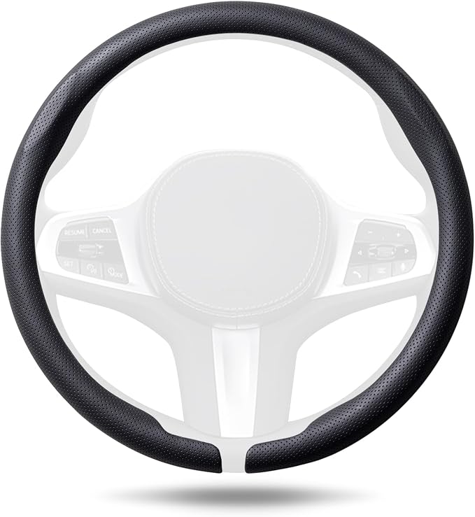 Car Steering Wheel Cover, Ultra-Thin Car Steering Wheel Cover,Comfortable & Breathable Microfiber,Universal Fit for Most Cars, Nappa Black
