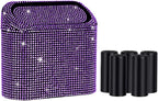 Car Trash Can with Lid, Mini Vehicle Trash Bin Car Dustbin Garbage Organizer,Bling Crystal Automotive Garbage Can Bin Trash Container for Auto Cars, Home, Office,Purple