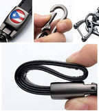 PR Flag Tire Valve Stem Caps and Genuine Leather Car Keychain Keyring Compatible with Puerto rico Flag Accessories (Puerto Rico)