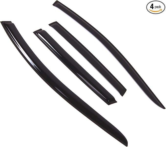 Outside Mount Window Vent Visors Rain Guards Compatible with Ford Escape 2017-2018 | Side Window Wind Deflectors Rain Shields | Black Tinted, 4 Pcs Set, BGWV-633B