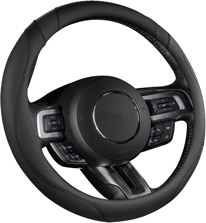 Car Steering Wheel Cover for Ford Escape,Explorer,Fusion,Focus,Bronco,Transit,Edge(Black- Standard Size)