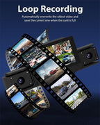 4 Channel 360 Dash Cam Front and Rear Inside & Left Right for Cars, 1080P with GPS 2.4GHz WiFi & APP Control, IR Night Vision, WDR, G-Sensor,Loop Recording, 24H Parking Mode,32GB Card for Taxi