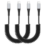 Coiled USB C to USB C Cable, 2 Pack Retractable USB Type C Charging Cable 60W USB C to C Coiled Cord for iPhone 16 15 Pro, Samsung Galaxy S25 S24 Ultra / A16, Moto G, Google Pixel, iPad Air 4