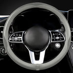 Car Steering Wheel Cover, Universal 15 inch, The Latest Microfiber Leather Breathable Technology Fabric, Non-Slip, Comfortable, Warm in Winter and Cool in Summer, Grey