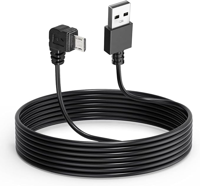Dash Cam Cable for Micro Dash Cam,11.5FT L Angle Micro Adapter Dash Camera Power Cord,Dashcam Charger Cord for Mirror Camera,Driving Recorder,Car DVR