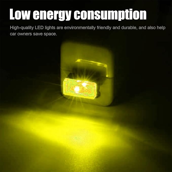 4 PCS USB LED Car Interior Atmosphere Lamp, Portable Mini LED Night Light, Plug-in USB Interface Trunk Ambient Lighting Kit, Universal Car Interior Accessories (Yellow)