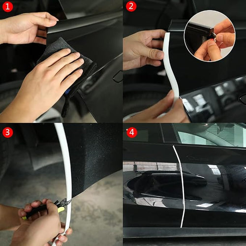 16.4ft (5m) Car Door Edge Guards White – Self-Adhesive PVC, U-Shaped, Fits Most Vehicles, Fade-Resistant, Scratch- and Chip-Resistant – Reduces Dings in Parking Lots