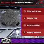 AIDEA Car Wash Mitt Microfiber, 2PK, Car Wash Brush, Grey, 7.12' X10.14'' | Scratch Free Lint Free Premium Chenille Microfiber Mitt, Cleaning Supplies, Regular Size