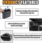 Mini Car Trash Can with Lid, Small Automotive Dustbin Garbage Container, Waterproof and Leak Resistant Car Storage Box with a roll of Plastic Trash Bags, Car Accessories Trash Bin for Vehicle, Home