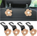 4PCS Car Headrest Hooks, Cute Flower Vehicle Seat Organizer Hooks for Purses and Bags, Portable Automotive Purse Hanger Holder Decoration, Universal for SUV, Sedan, Truck (Orange/Black)