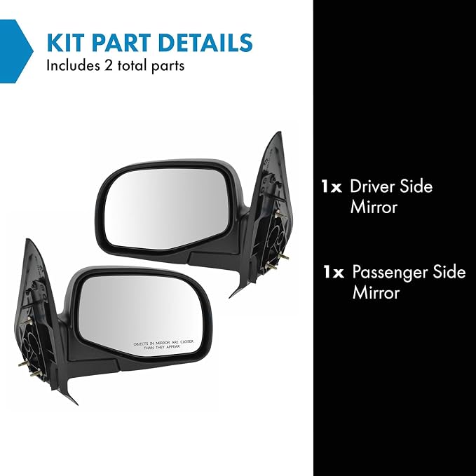 2 Piece Driver and Passenger Side Mirror Assembly Set Manual Adjustment Non-Heated No Memory Textured Compatible with 2001-2005 Ford Explorer Sport Trac FO1320240 FO1321240