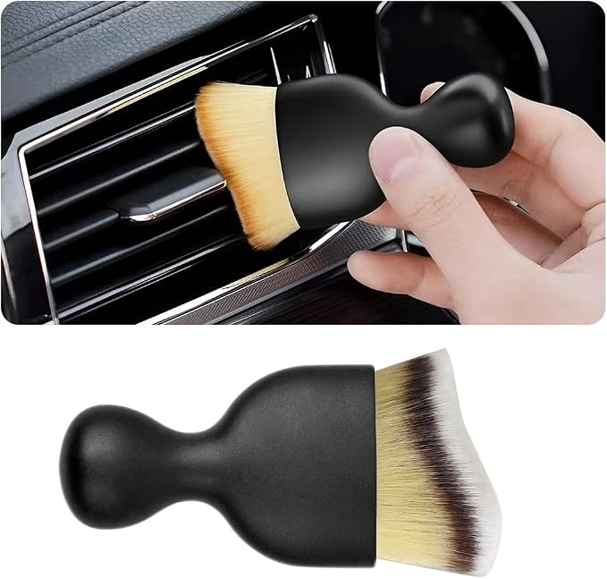 Car Interior Detailing Brush, Auto Soft Hair Cleaning Brushes, Curved Dirt Dust Collectors, Removal Tool for Dashboard Air Conditioner Vents Leather, Scratch Free (3 Colors/1PCS)