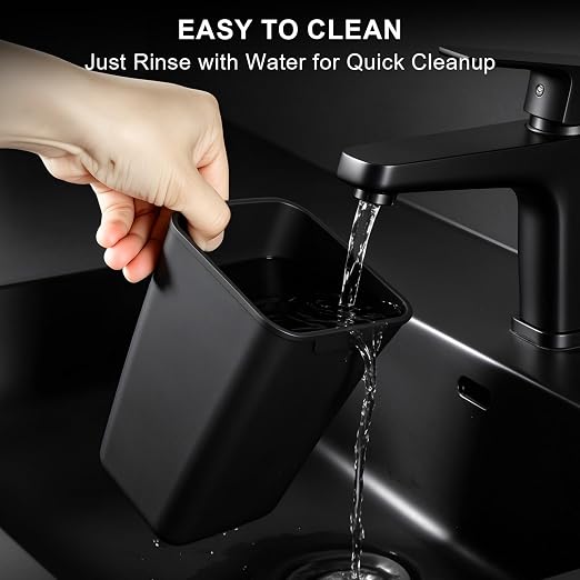 2 Pack Mini Car Trash Can, Car Door Trash Can for Wide Door Pockets, Open-Top Trash Bin, Waterproof TPE Organizer, Black