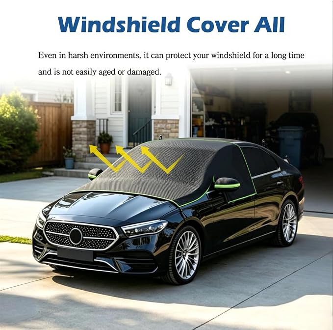Windshield Cover All-Weather Front Car Sun Shade Snow Ice Cover Exterior Protector for Most Cars SUVs