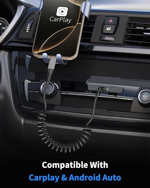 Coiled USB C to USB C Cable 3FT, 2Pack Retractable Car Charger Cord Type C to C Cable Fast Charging for iPhone 17 16 15 Pro Max, iPad, MacBook, Samsung Galaxy S23 S24, USBC to USBC Cables for Car