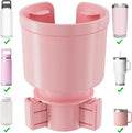 Upgraded Car Cup Holder Expander Adapter with Offset Adjustable Base, Compatible with Yeti 14/24/36/46oz Ramblers, Hydro Flasks 32/40oz, Other Large Bottles Mugs in 3.5"-4.0", Pink 1 Pack