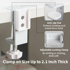 3-in-1 Desk Organizer - Large Desk Cup Holder Clamp, Pencil Holder and Phone Stand - Detachable Anti-Spill Table Cup Holder, Office & PC Gaming Desk Accessories for Cup, Phone and Pen (White)