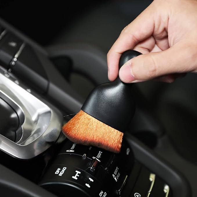 Car Interior Detailing Brush,Soft Bristle Cleaning Brush Car Detailing Brush Dusting Brush,Car Interior Cleaning Tool,Auto Detail Brush Car Dash Duster Brush (Black&Brown)