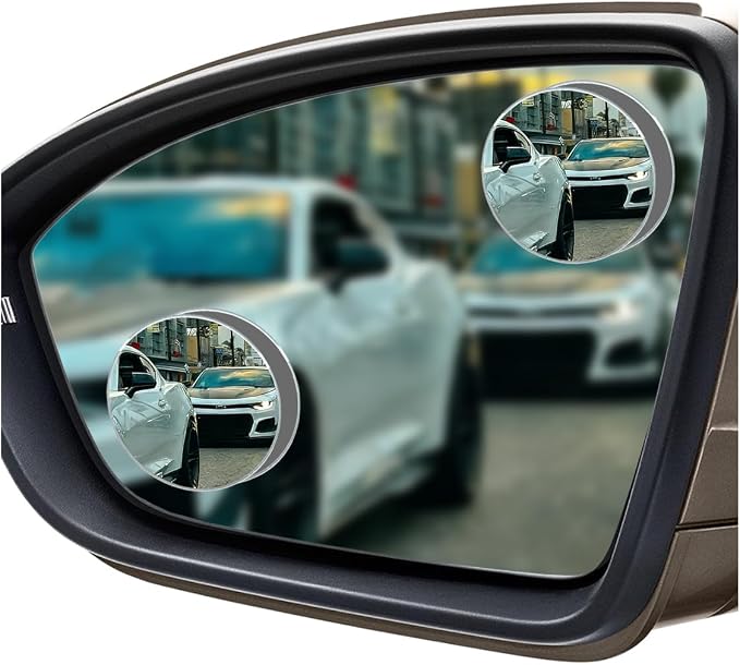 2PCS Circular Car Blind Spot Mirrors, HD Glass Wide Angle Side Mirrors for Enhanced Safety, Adjustable Frameless Rear View Mirror, Universal Car Exterior Accessories(Round)