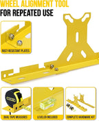Wheel Toe Alignment Tool Kit for at Home DIY Garage Use, Stainless Steel Toe Plates with Dual Tape Measures, Quick Front-End Toe Check for Automotive Cars Trucks SUVs-Yellow (Patent Design)