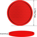 4 Pack Car Coasters, 2.75inch Universal Non-Slip Car Cup Holder Coaster for Car, PVC Cup Pad Mat Car Coasters for Cup Holders for Women (Red)