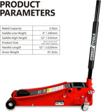 3.5 Ton Low Profile Floor Jack, Heavy Duty Floor Jack with Dual Pistons Quick Lift Pump, Steel Car Jacks Adjustable Height 4"-21", Hydraulic Trolley Floor Jacks 3.5 Ton/7000 LBS Capacity, Red