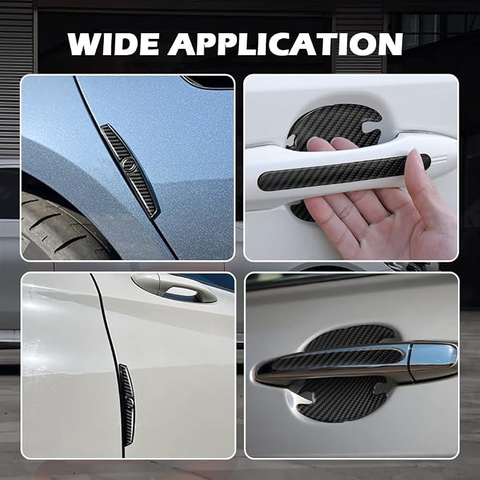 8PCS Carbon Fiber Car Door Protector Edge Guards,Thicker Door Guard for Cars Provides Impact and Anti-Scratch Protection,Universal Self-Adhesive Doors Protectors for Vehicles
