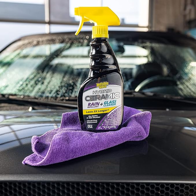 92183 Hybrid Ceramic Rain Repellent and Glass Cleaner – Cleans & Protects Car Windows and Windshields with Long-Lasting Water-Repellent Si02 Technology – 16 fl oz