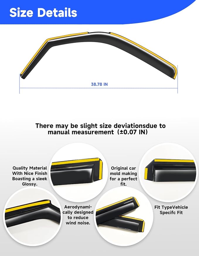 in-Channel Rain Guards Fit for 1996-2026 Chevy Express Van & GMC Savana 2500 3500, Window Rain Guards, Visors Vent Visors Window Deflector Vent Shades Car Accessories -2 pcs