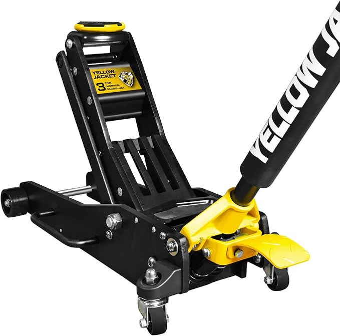 Floor Jack 3 Ton Full Aluminum Ultra Lightweight Low Profile Hydraulic Racing Car Jack with Dual Pumps Quick Lift and Foot Pedal for Auto Repair, 6600 lbs Capacity