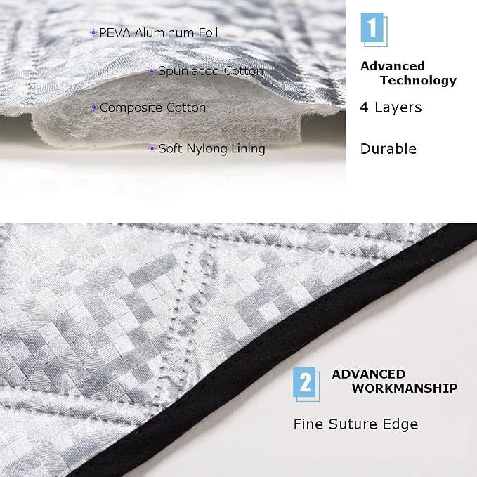 Car Windshield Cover, Heavy Duty Thick Protective Windscreen Cover - Snow Ice Frost Sun UV Dust Water Resistent - Pefect Fit for Cars SUVs All Years Summer/Winter