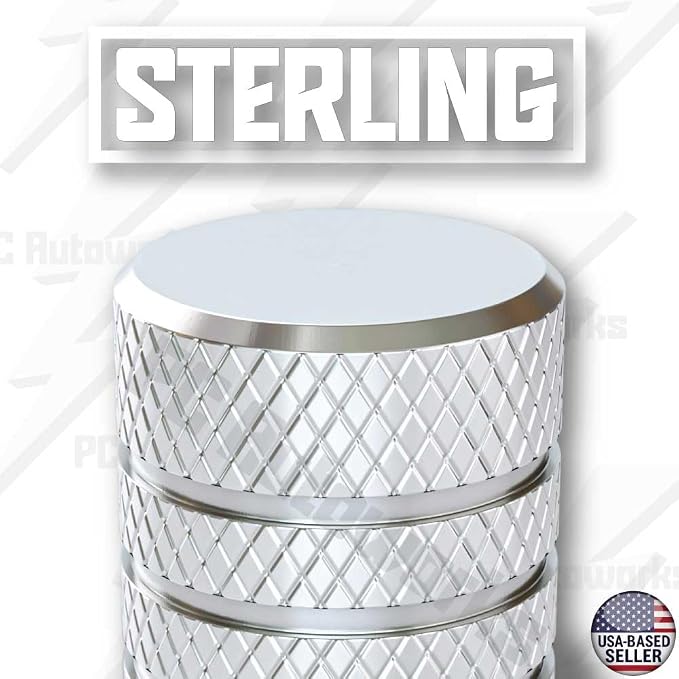 Aluminum Tire Valve Stem Caps – Anti-Rust, Premium Anodized Aluminum, Corrosion-Resistant, Easy Install, Universal Fit for Car, Truck, Bike, SUV – 1 Pack/Set of 4 (Sterling Silver)