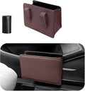 Yourkar Car Trash Can, Foldable Waterproof Leather Car Garbage Organizer Holder, Automotive Mini Dustbin Container with One Roll Trash Bag, Universal Interior Car Accessories (Dark Brown)