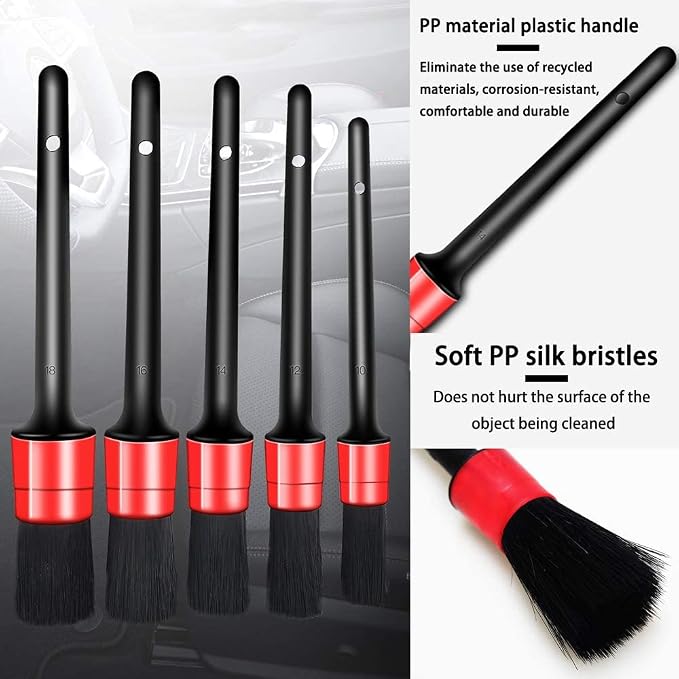 10PCS Car Auto Detailing Brush Set, Auto Detailing Brushes Cleaner Car Detailing Brushes Exterior, Car Interior Brush for Detailing Cars Automotive Interior, Wheels, Exterior, Leather