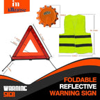 Warning Safety Triangle Kit, Emergency Roadside Warning Reflective Triangle 2 Packs with 1 LED Road Flare Light, Foldable with Storage Case for Roadside Breakdowns Emergencies