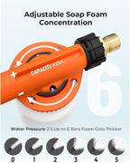 Car Wash Foam Gun + Microfiber Wash Mitt - Car Foam Sprayer - Foam Cannon for Hose - Spray Gun Cleaner - Snow Blaster for Cars, Boats, RVs, Foam Cannon Connects to Any Garden Hose
