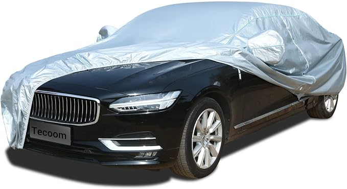 Car Cover Waterproof All Weather, 2023 8 Layers Soft Cotton Fleece Lining Full Exterior Covers with Zipper Door & Lock, Windproof Sun UV Hail Protector Car Cover Fit Sedan 170-190 Inches